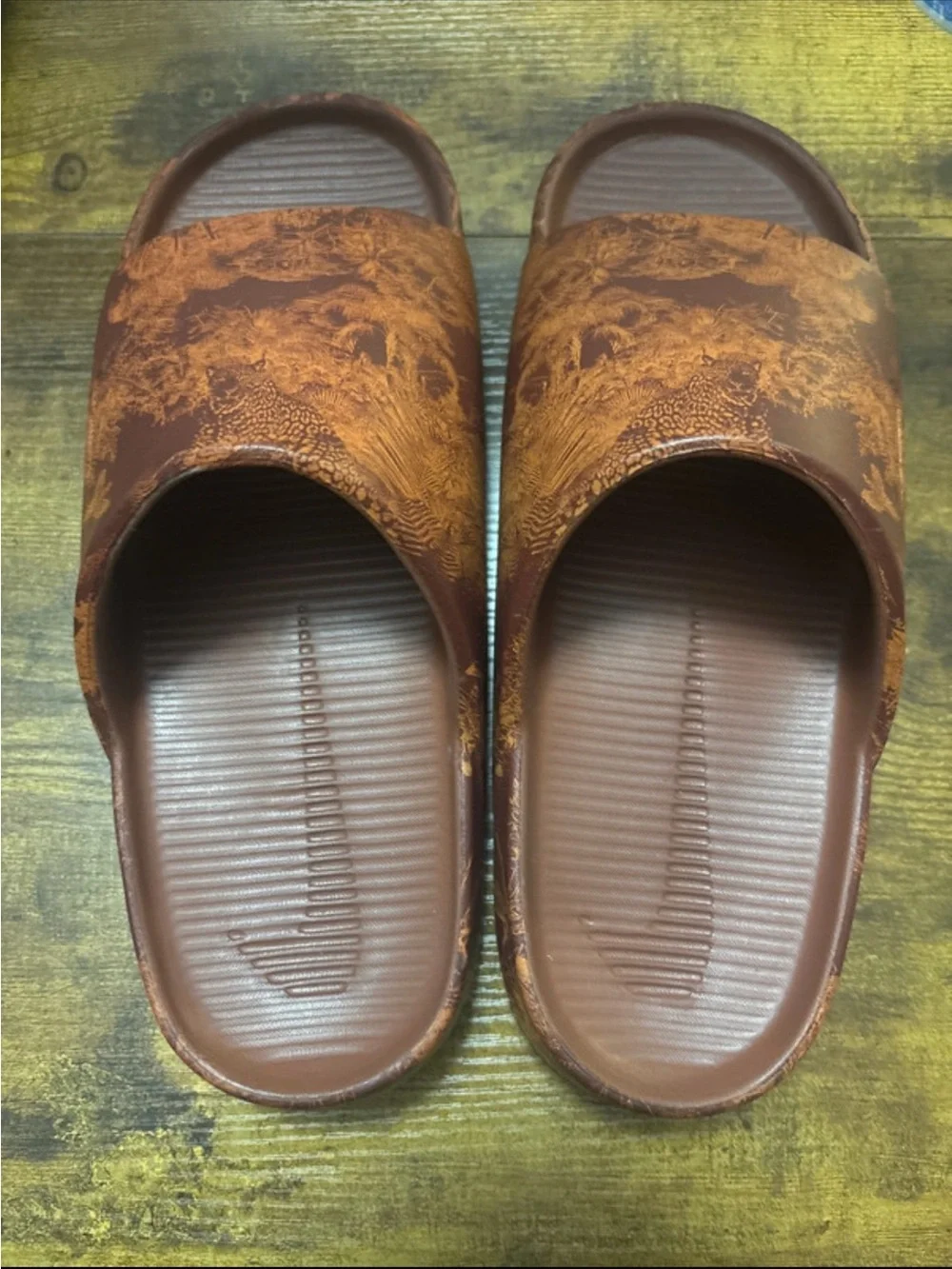 Nike Calm Men's Brown orange Brown Slide Sandals Men7 Wmn 8